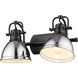 Duncan 2 Light 17 inch Matte Black Bath Vanity Wall Light in Chrome